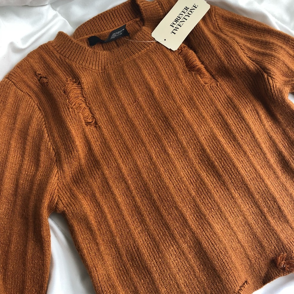 distressed sweater crop too